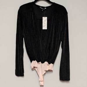 Elegant Black and Pink Bodysuit